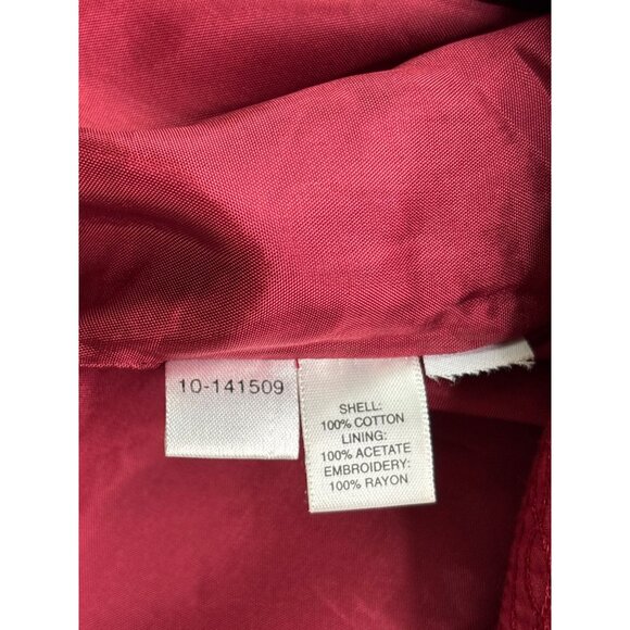 Y2K Ann taylor Strapless Red Cocktail Dress Size 2 Floral Embroidery Lined - Picture 9 of 10